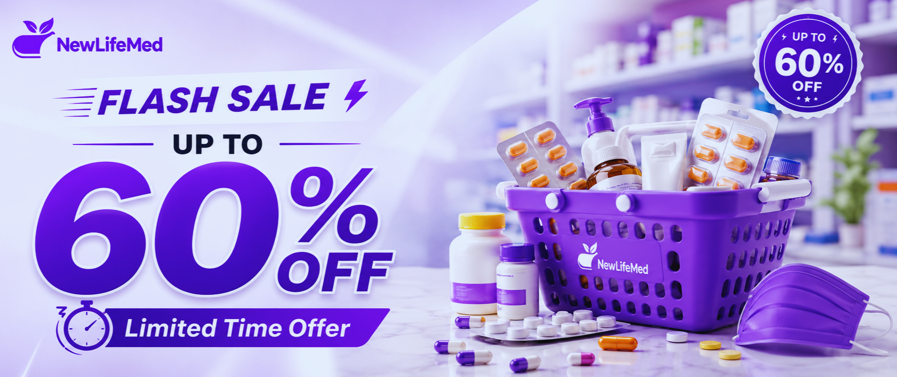 Flash sale — up to 60% off, limited time offer